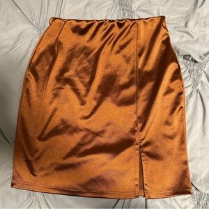 Windsor Copper Satin Pencil Skirt